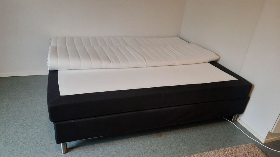 Single bed, black, 160 x 200, frame + mattress + foam top layer,