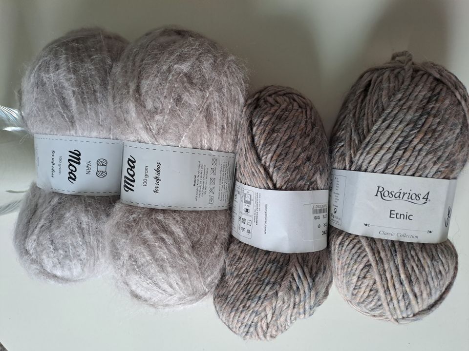 4x 100g villa-ja mohair lankaa