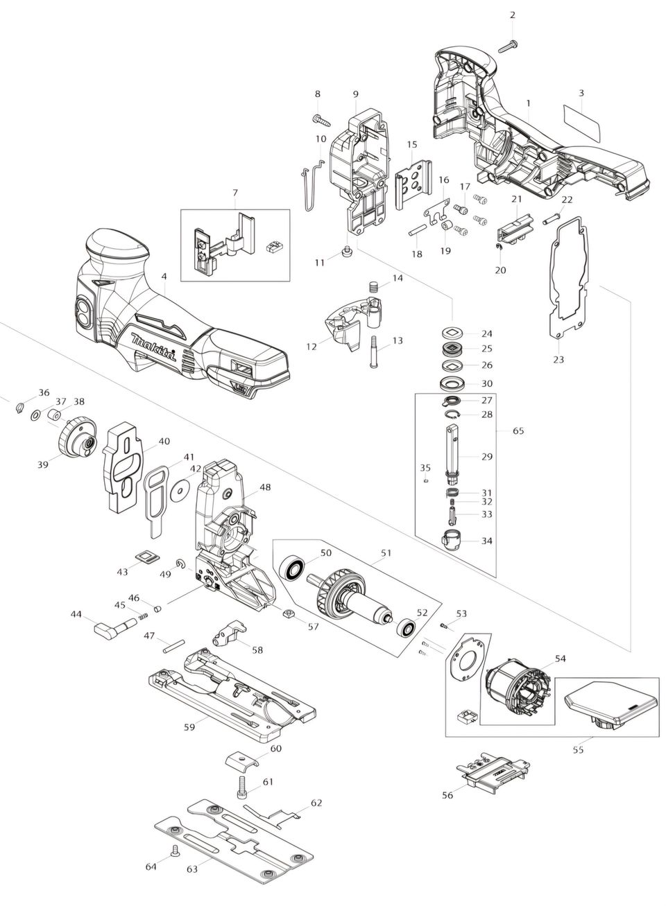 Makita DJV181 staattori-ohjainkortti