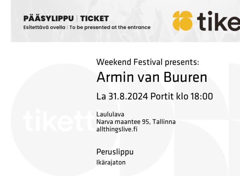 Armin Van Buuren, Tallinna laululava 31.8.24