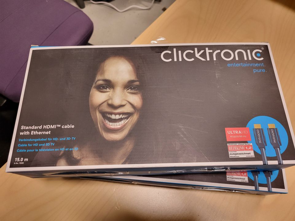 Clicktronic HDMI kaapeli, Ethernet, 3D, 4K/UHD60Hz, 15m