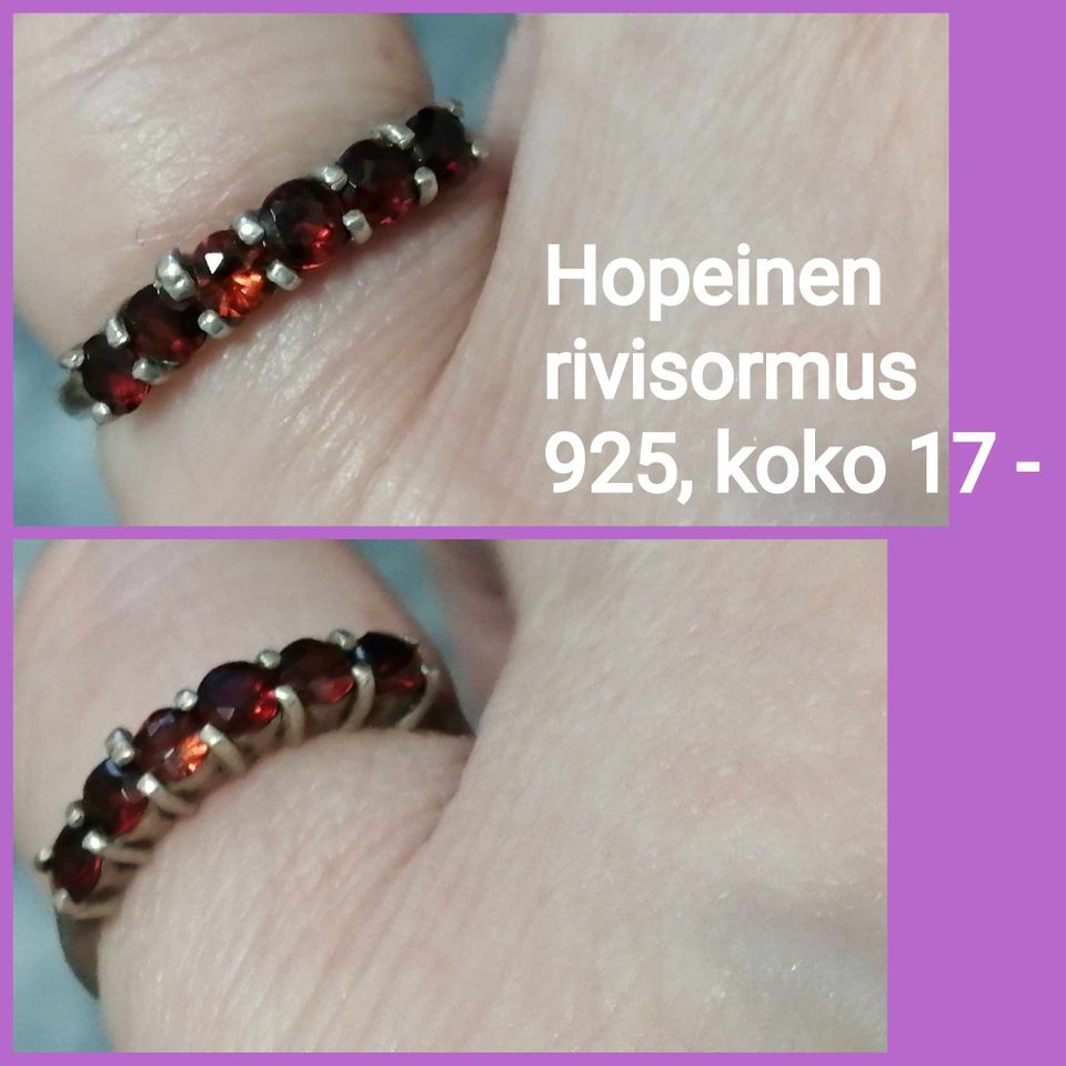 Hopeinen punakivinen RIVIKIVI-sormus