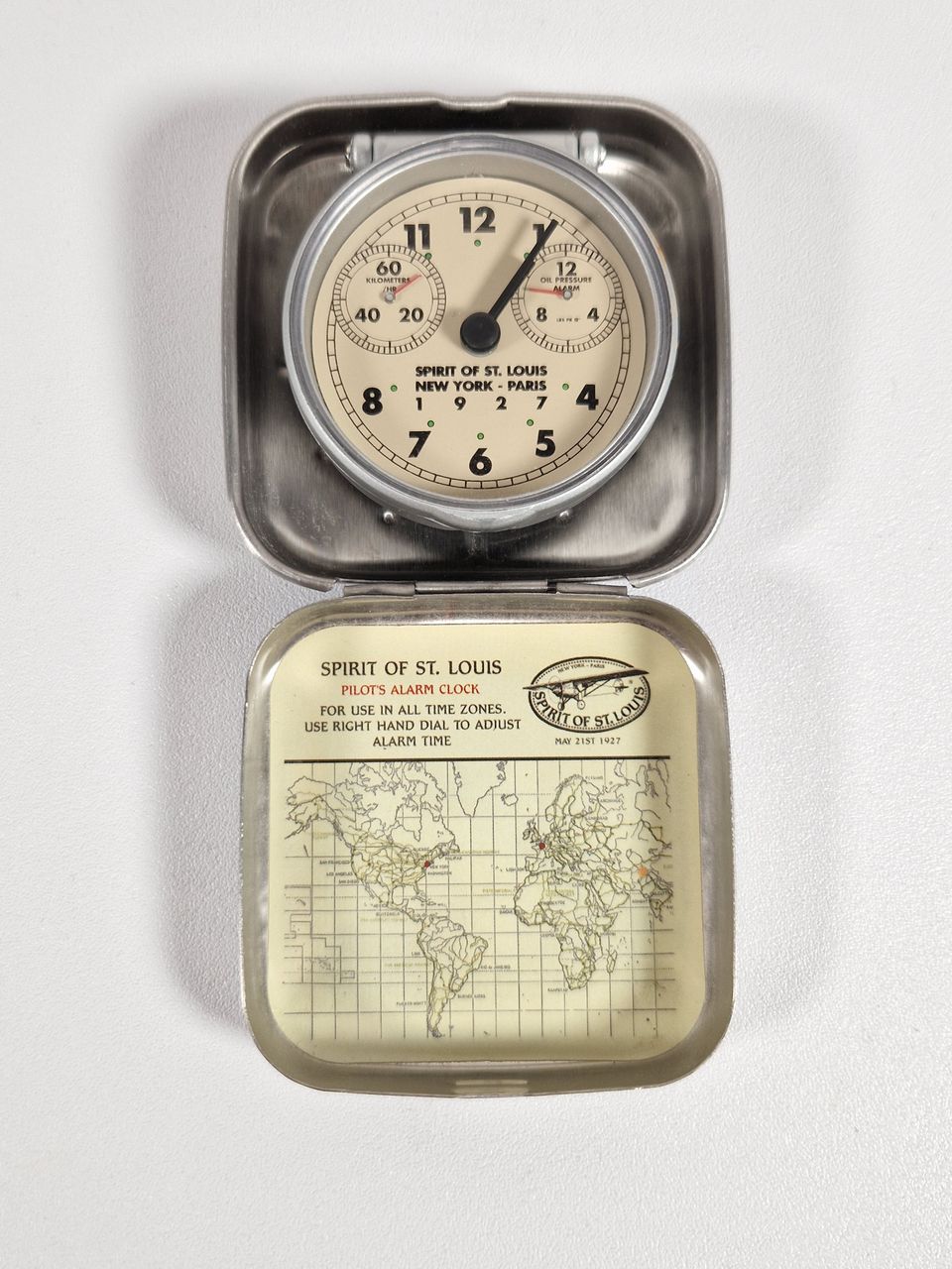 Vintage Style Spirit Of St Louis Pilots Travel Alarm Clock