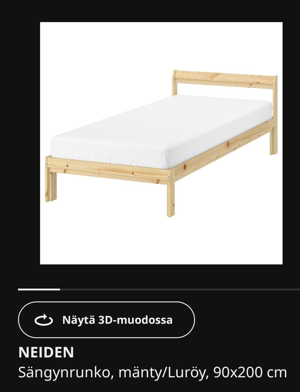 Ikea Neiden-sänky ja sälepohja