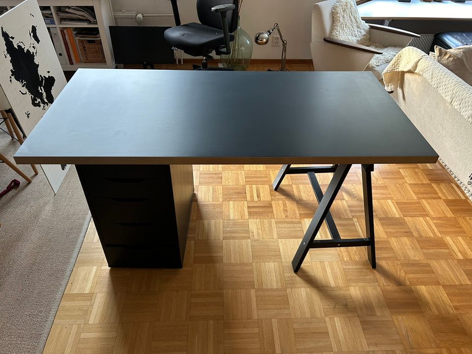 Ikea Linnmo pöytä ja Alex laatikosto