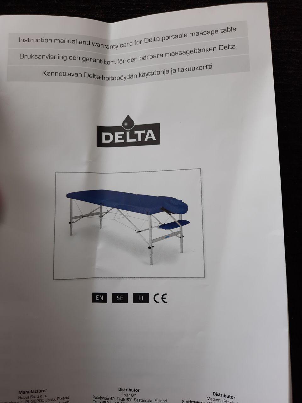 Lojer Delta matkahierontapöytä