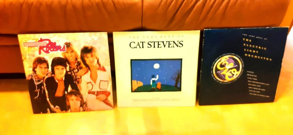 3:n LP-levyn setti ELO,Bay City Rollers,Cat Stevens