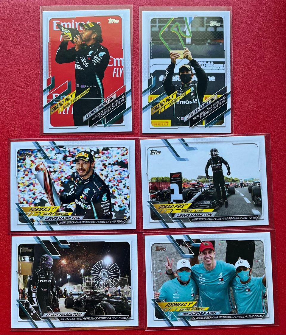 Lewis Hamilton keräilykorttisetti, 2021 Topps F1 Racing (Flagship) SIS. postit