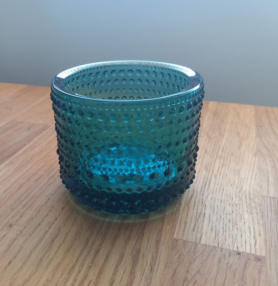 Merensininen Iittala Kastehelmi kynttilälyhty