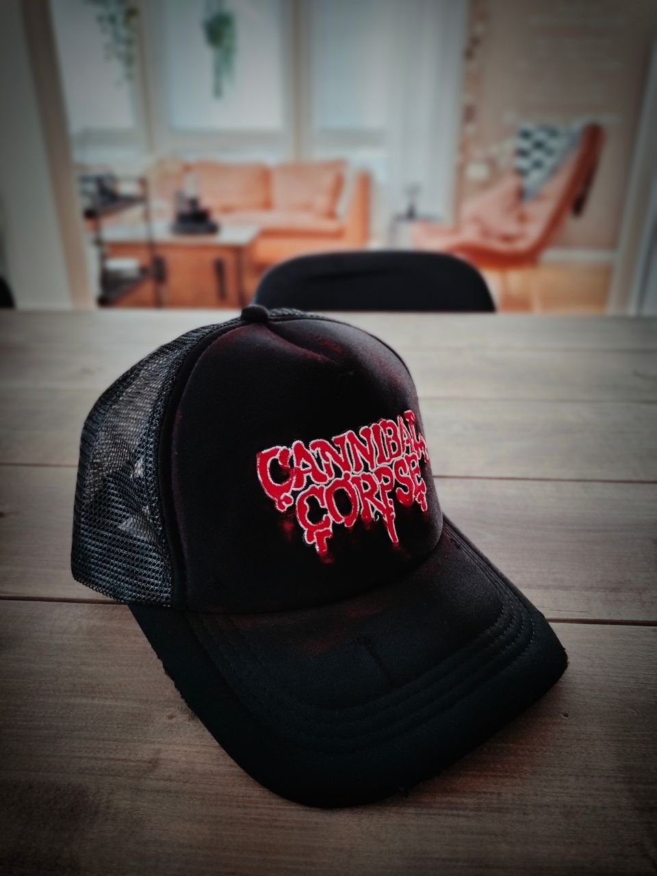 Cannibal Corpse distressed trucker cap -lippis