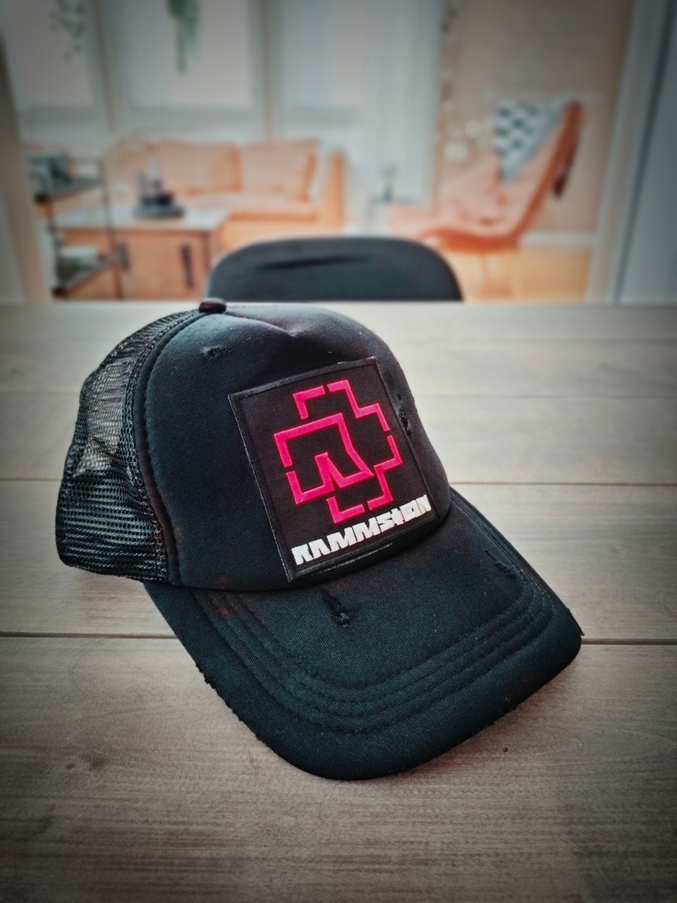 Rammstein distressed trucker cap -lippis