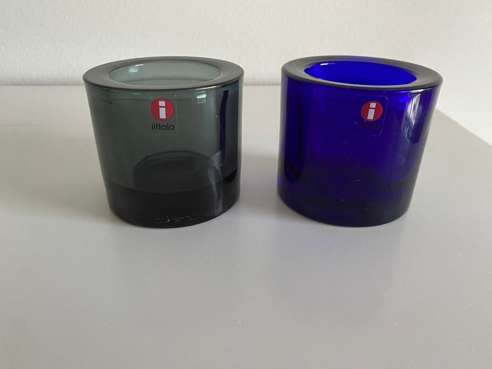 Iittala Marimekko Kivi tuikkukippo harmaa ja koboltinsininen