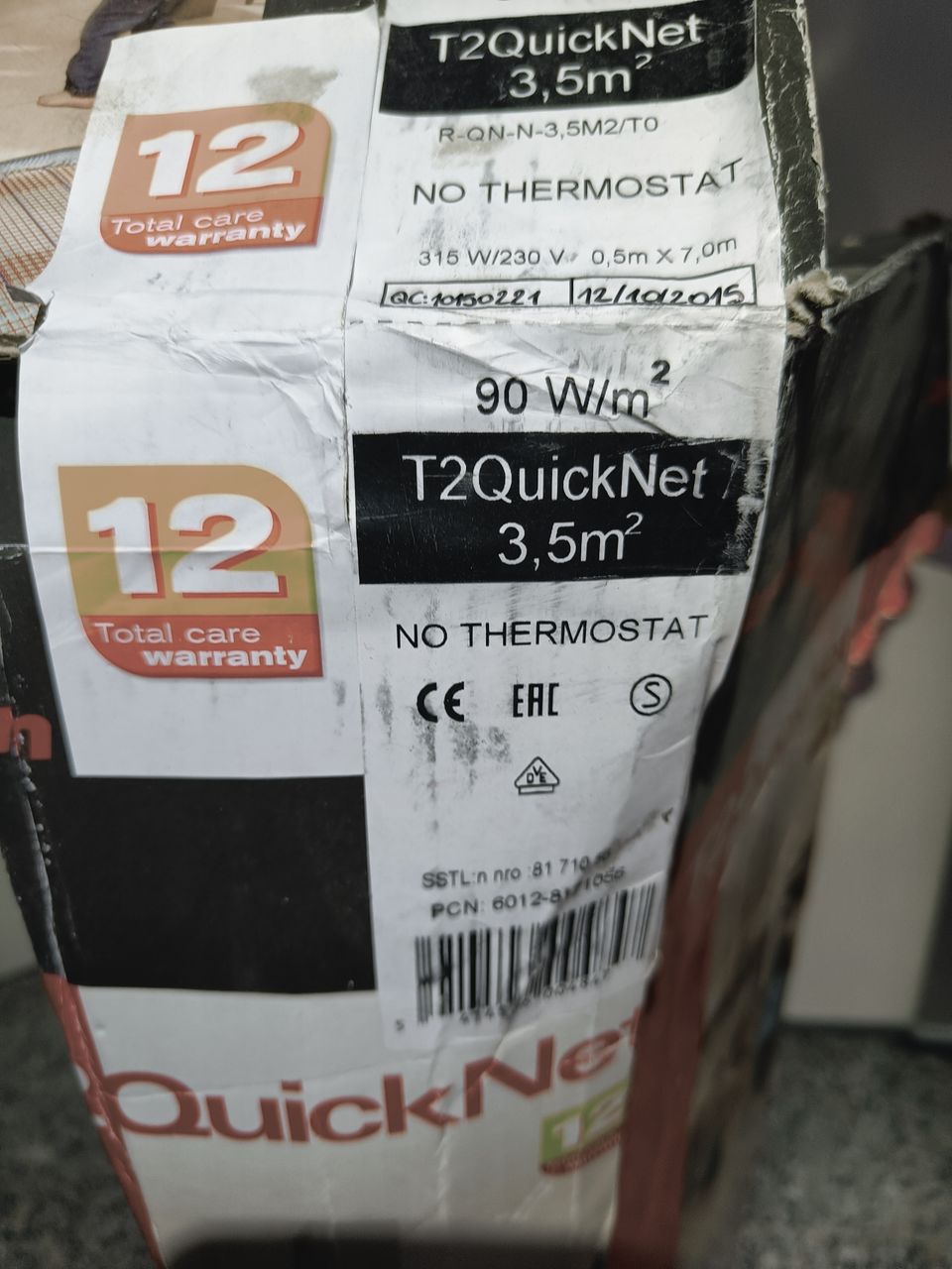 Lämpömatto Raychem T2QuickNet-90 320W/7m/3,5m²