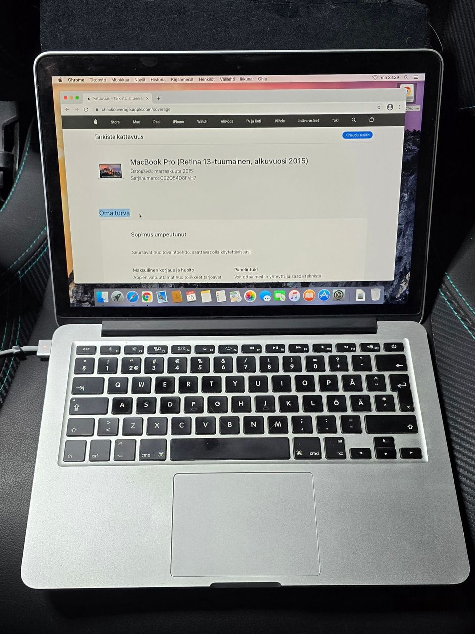 Macbook pro 13" intel i5 2.9Ghz, 8Gb, 500Gb ssd, 2015