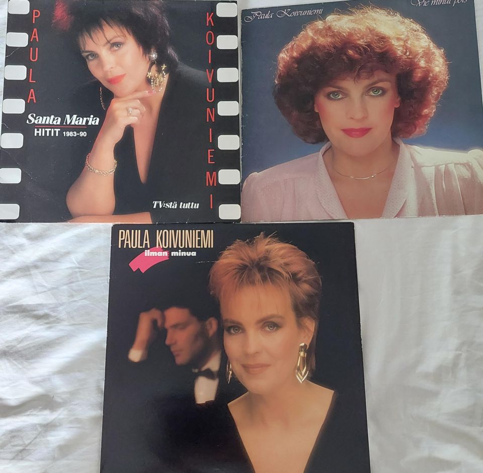 Paula Koivuniemi; vinyyli-LPt  vuosilta 1980, 1986 ja 1990