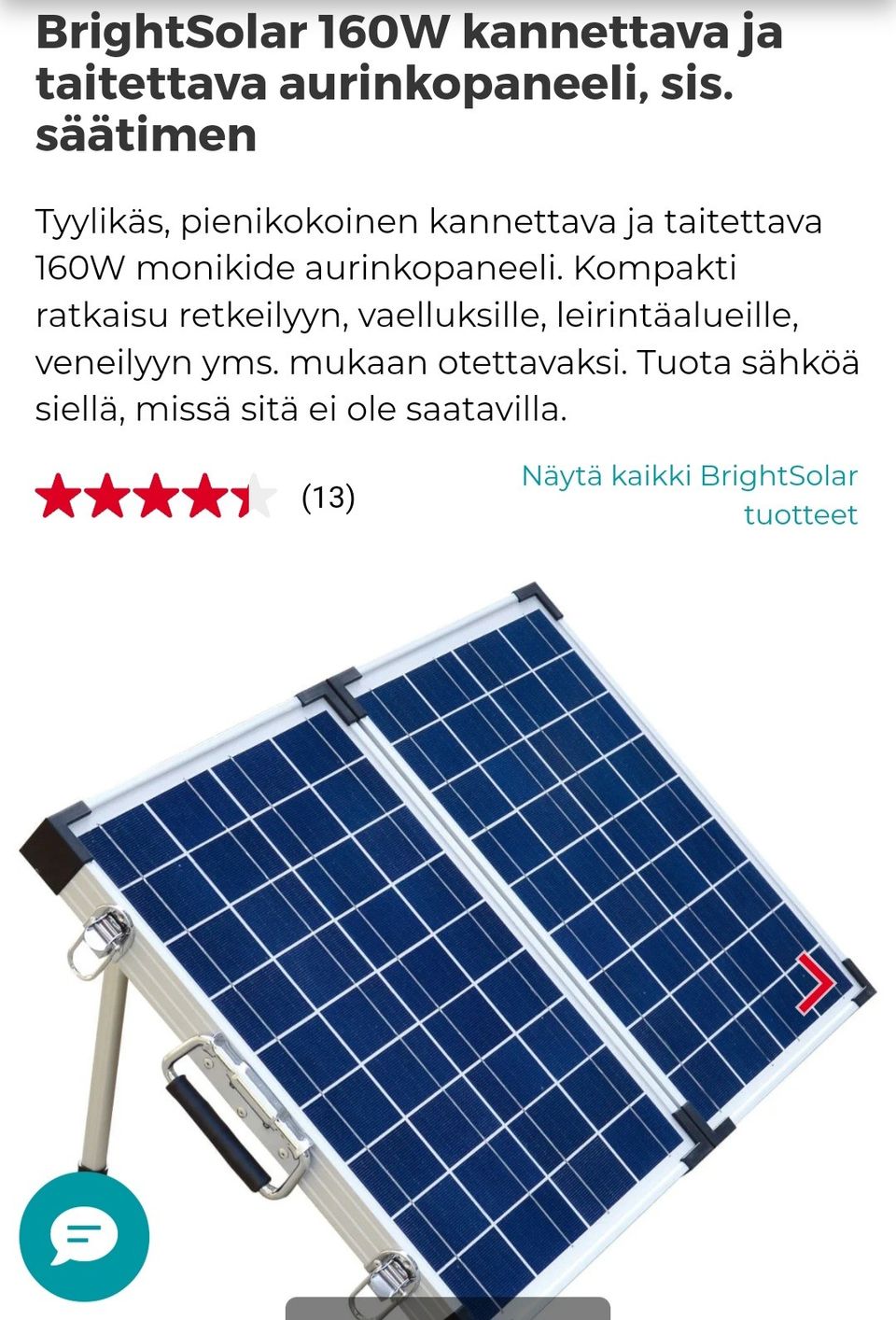 Myydään aurinkopaneeli 160w, matkamalli.