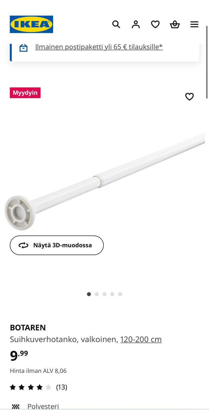 Ikea suihkuverhotanko