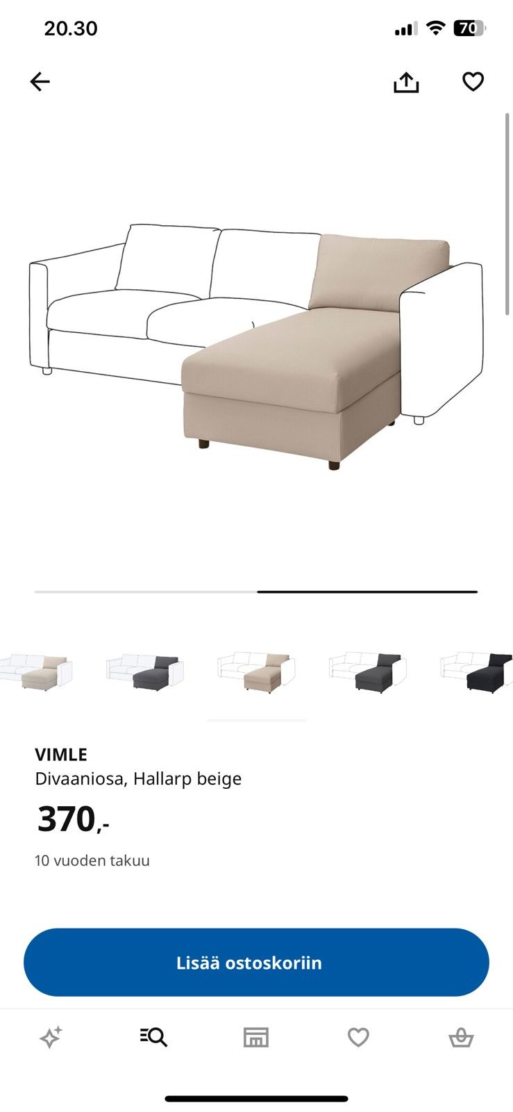 Vimle divaaniosa hallarp beige