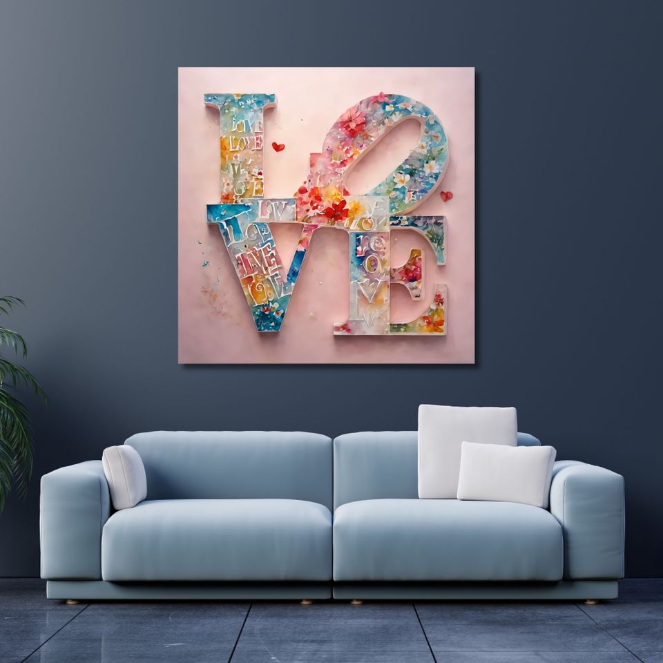 Uusi "LOVE Text" Canvas Taulu