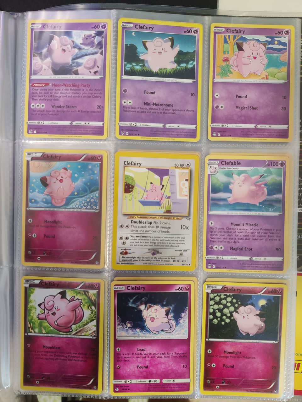 9 kpl clefairy/clefable pokemon kortteja