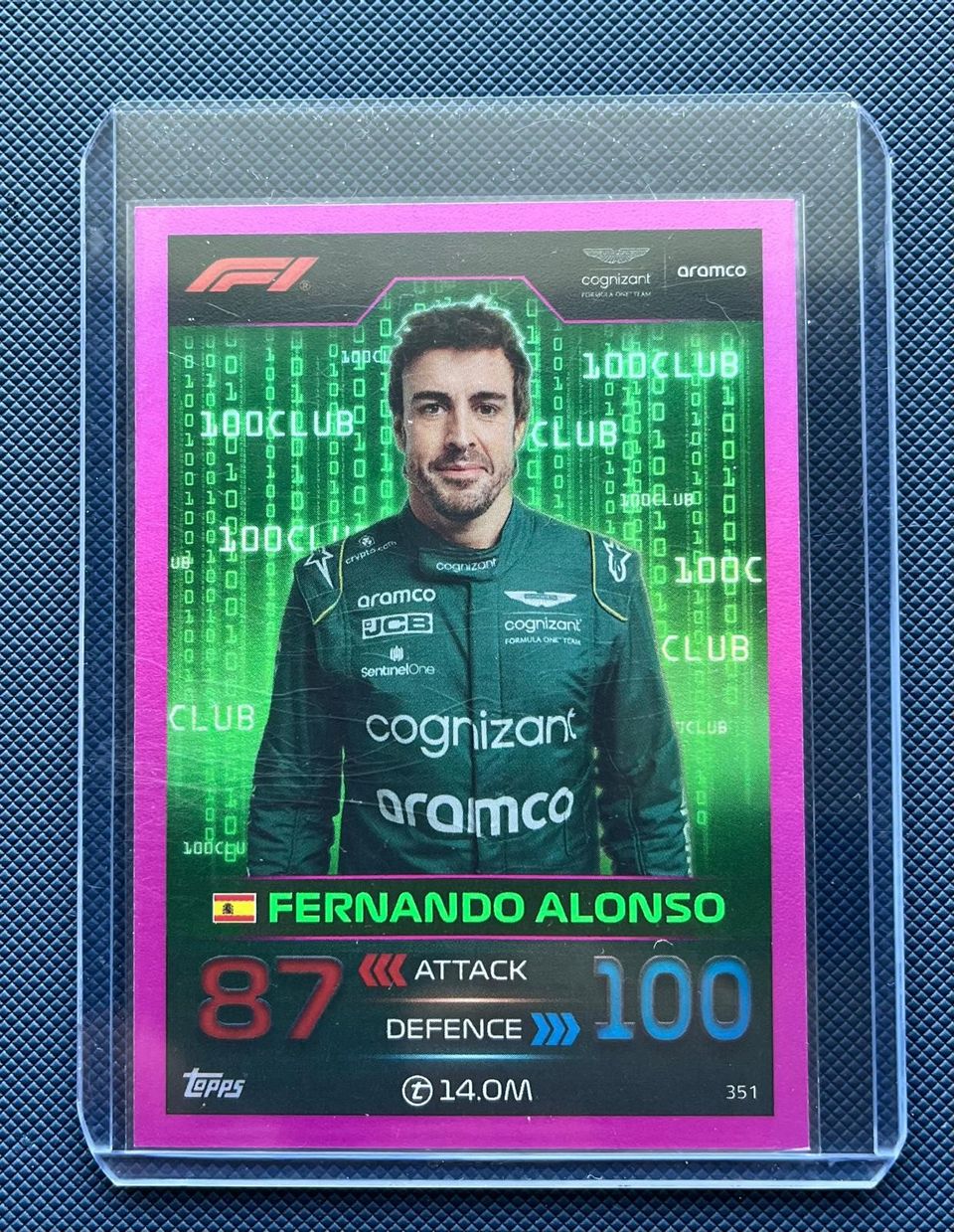 Fernando Alonso pinkki 100 club Turbo Attax 2023