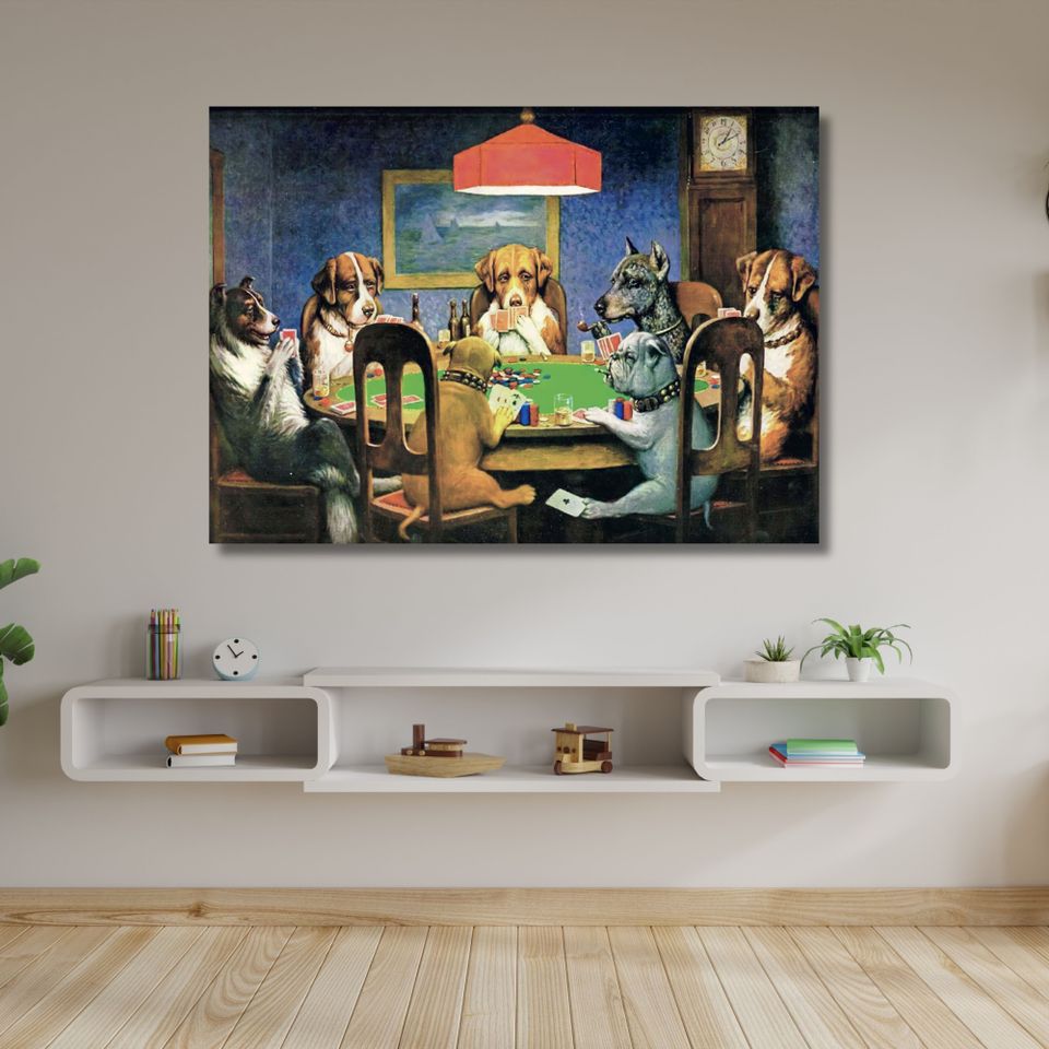 Uusi "Dogs Playing Poker" Canvas Taulu