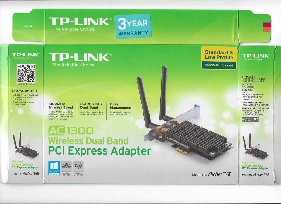 Myydään TP-Link AC1300 Wireless Dual Band PCI Express Adapter