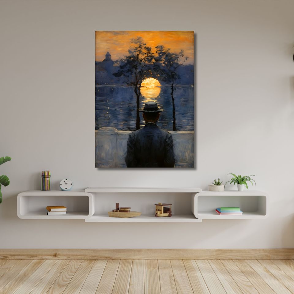 Uusi "Abstract Setting Sun" Canvas Taulu