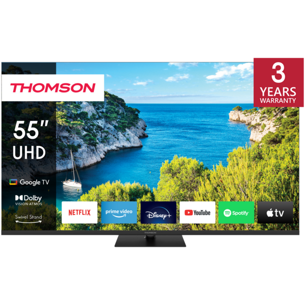 Thomson 55" 4K UHD Google TV (2024), Musta