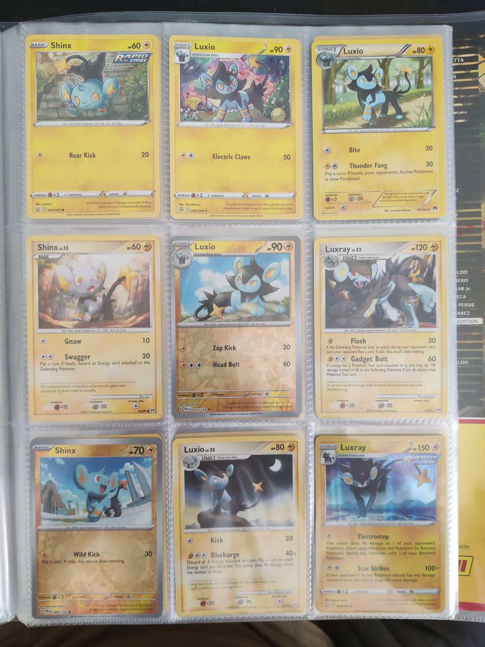 9 kpl shinx/luxio/luxray pokemon kortteja