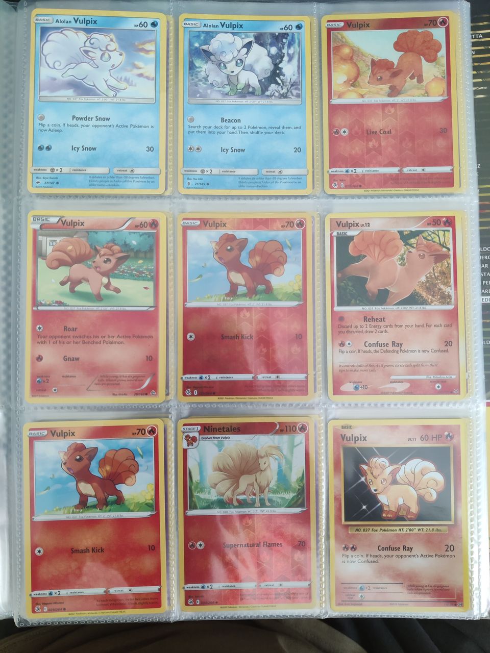 9 kpl vulpix/ninetales pokemon kortteja