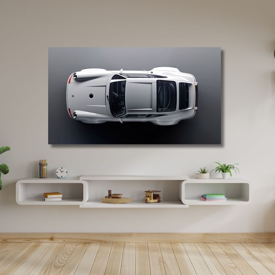 Uusi "White Porsche 911" Canvas Taulu