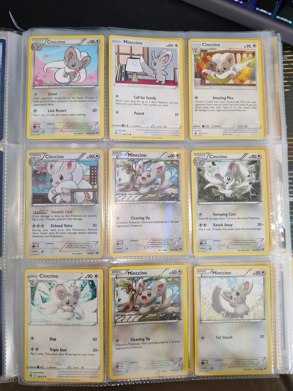 9 kpl Minccino/Cinccino pokemon kortteja