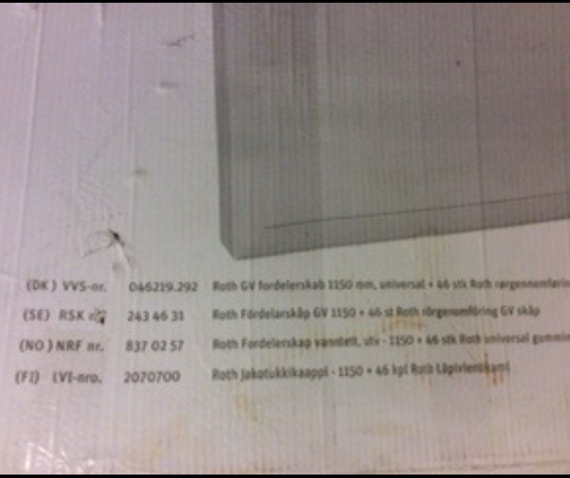 Jakotukkikaappi Roth 1150mm vesitiivis peltiä uusi