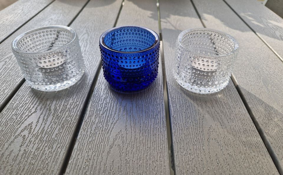 Iittala lasinen Kastehelmi-tuikkulyhty, 3 kpl.