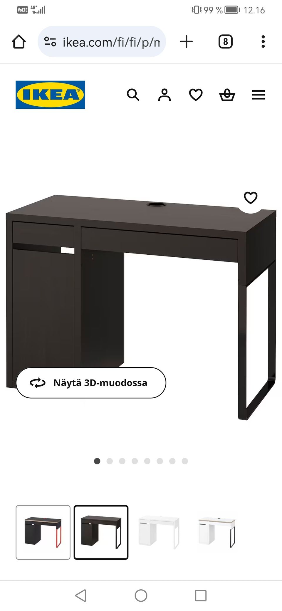 O: Ikea Micke työpöytä musta tai valkoinen