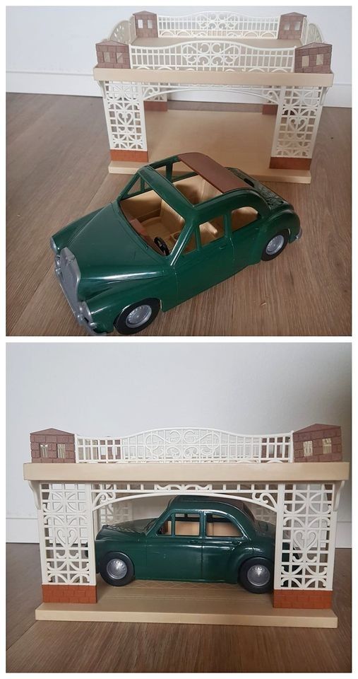 Sylvanian families auto ja autotalli/terassi