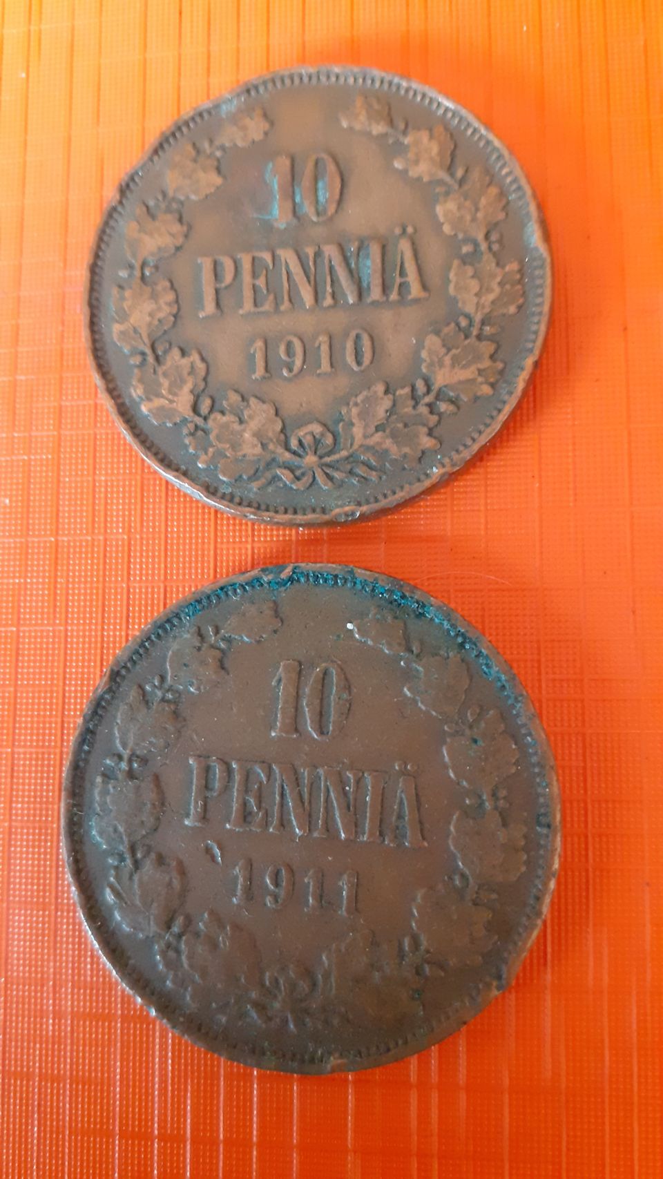 10 pennin kolikot NII,  1910 ,1911