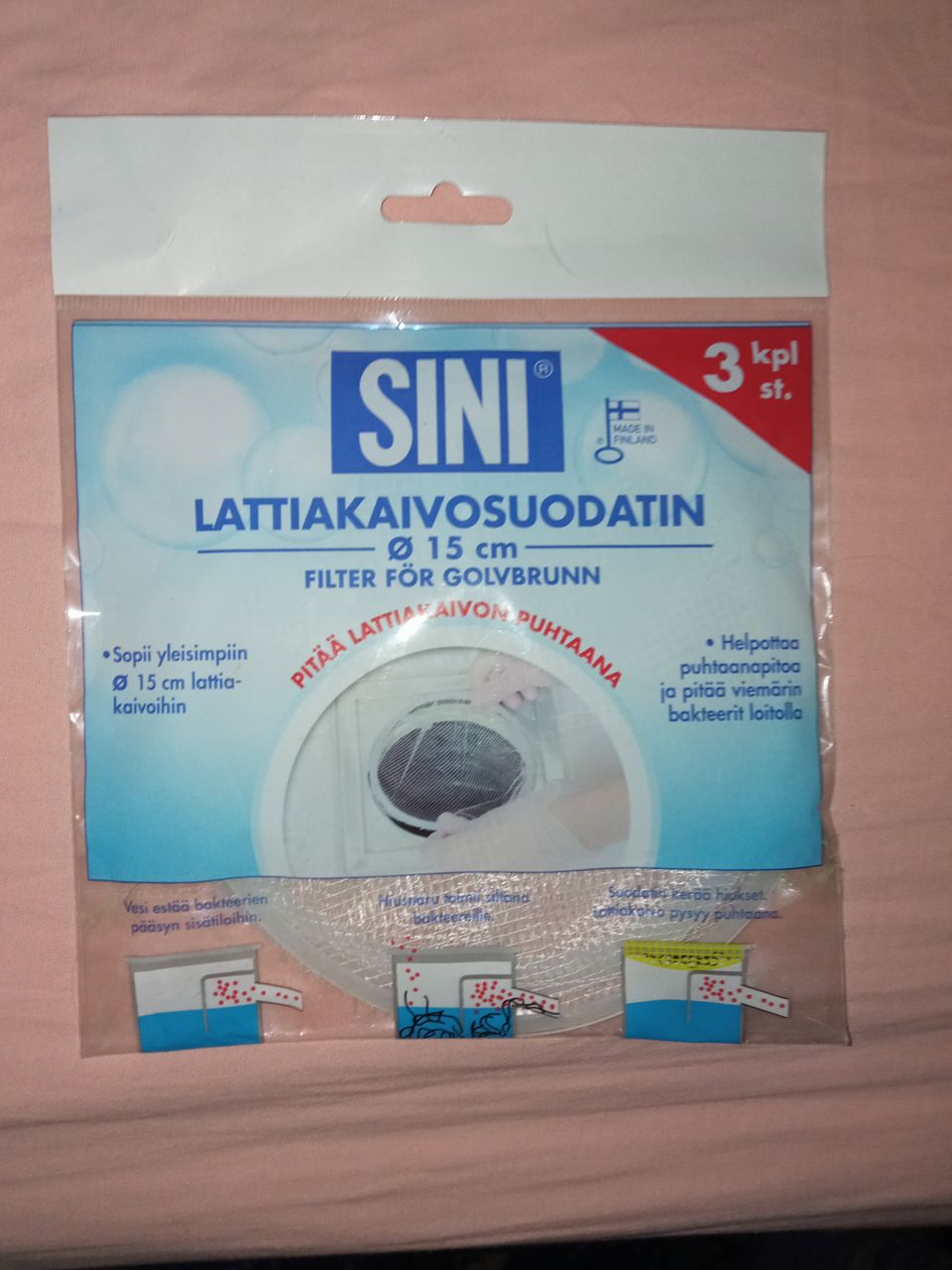 Lattiakaivosuodatin Sini 3 kpl