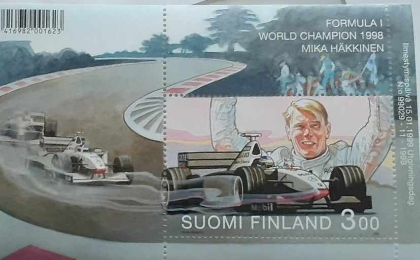 Postimerkit Mika Häkkinen 1999 arkki