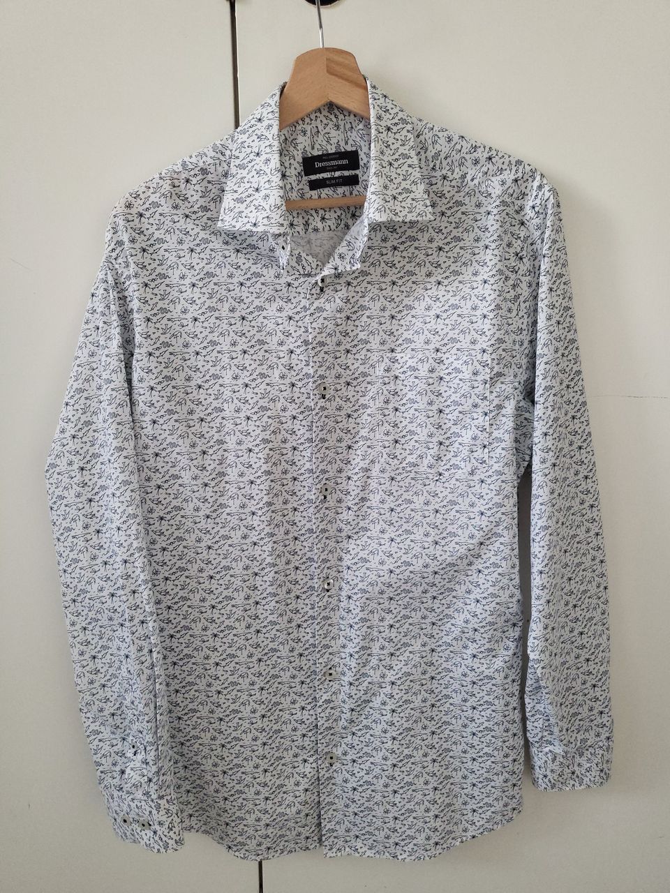 Dressmann kuviollinen slim-fit kauluspaita 39/40