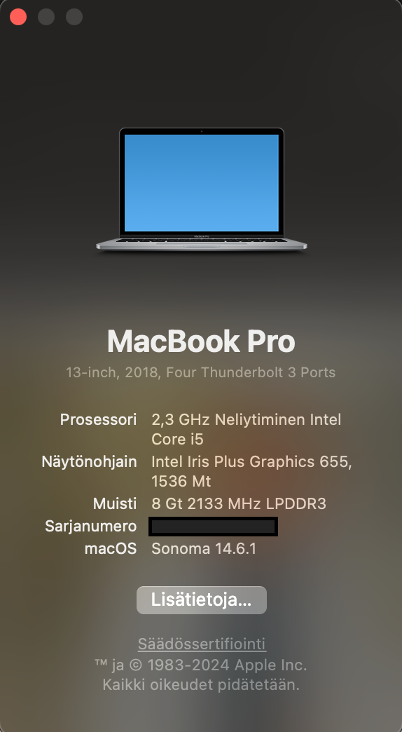 MacBook Pro 13'' Mid 2018 8Gt/256Gb