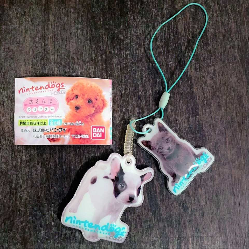 Nintendogs + Cats gachapon kännykkäkoru • French Bulldog & Russian Blue