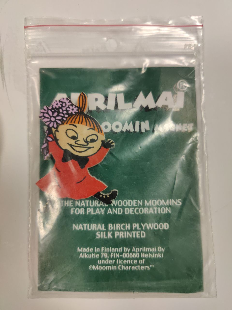 Wooden Moomin magnet Little My / puinen Muumi-magneetti Pikku Myy. New. Uusi.