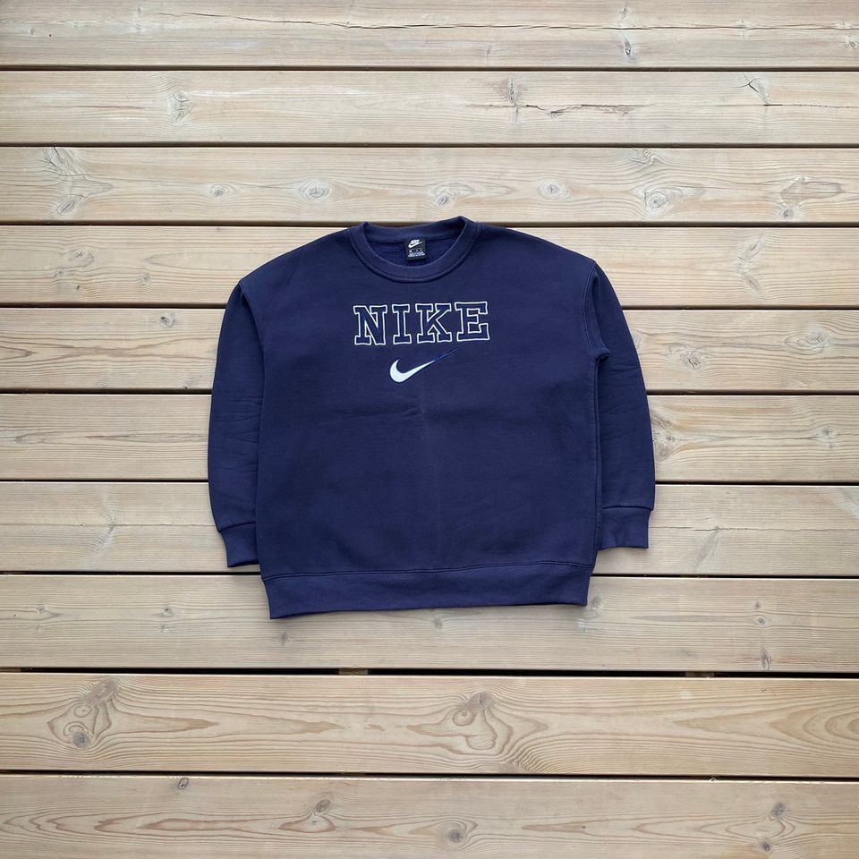 Nike vintage retro college center swoosh navy sininen