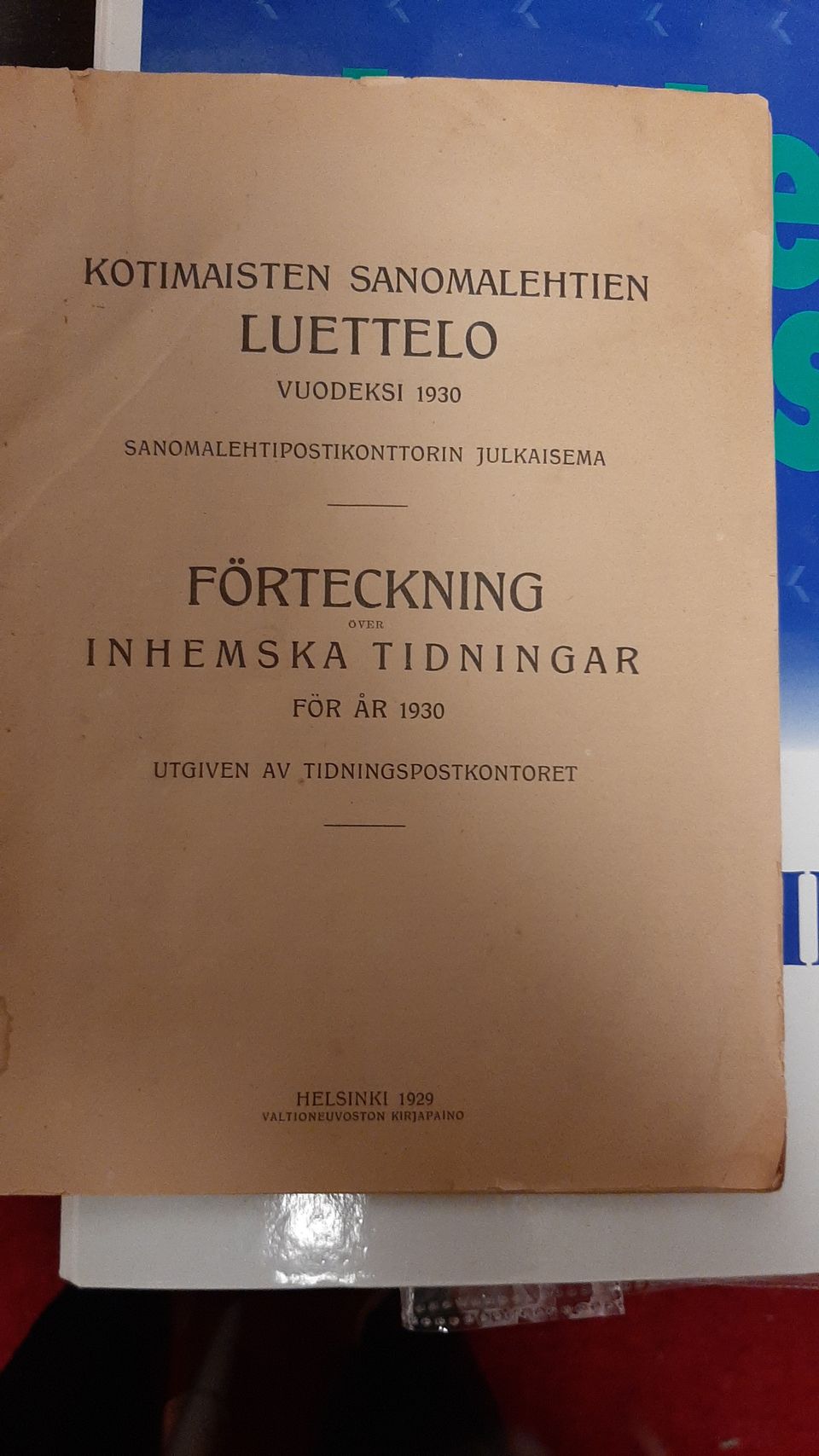 Kotimaisten sanomalehtien luettelo vuodeksi 1930