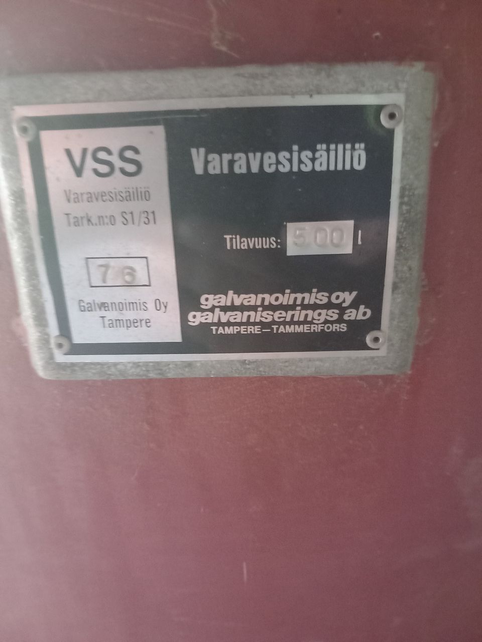 Galvanoitu varavesi säiliö 500litraa