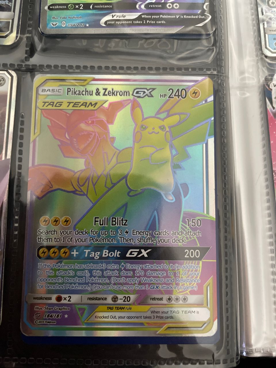 Pikachu &zekrom gx tag team 184/181