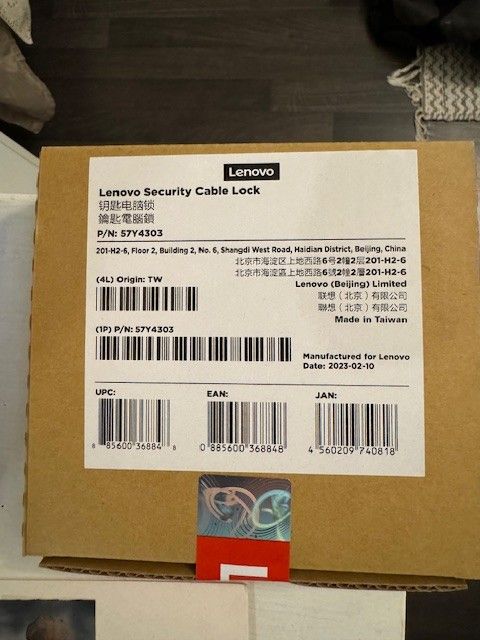 Lenovo security cable lock