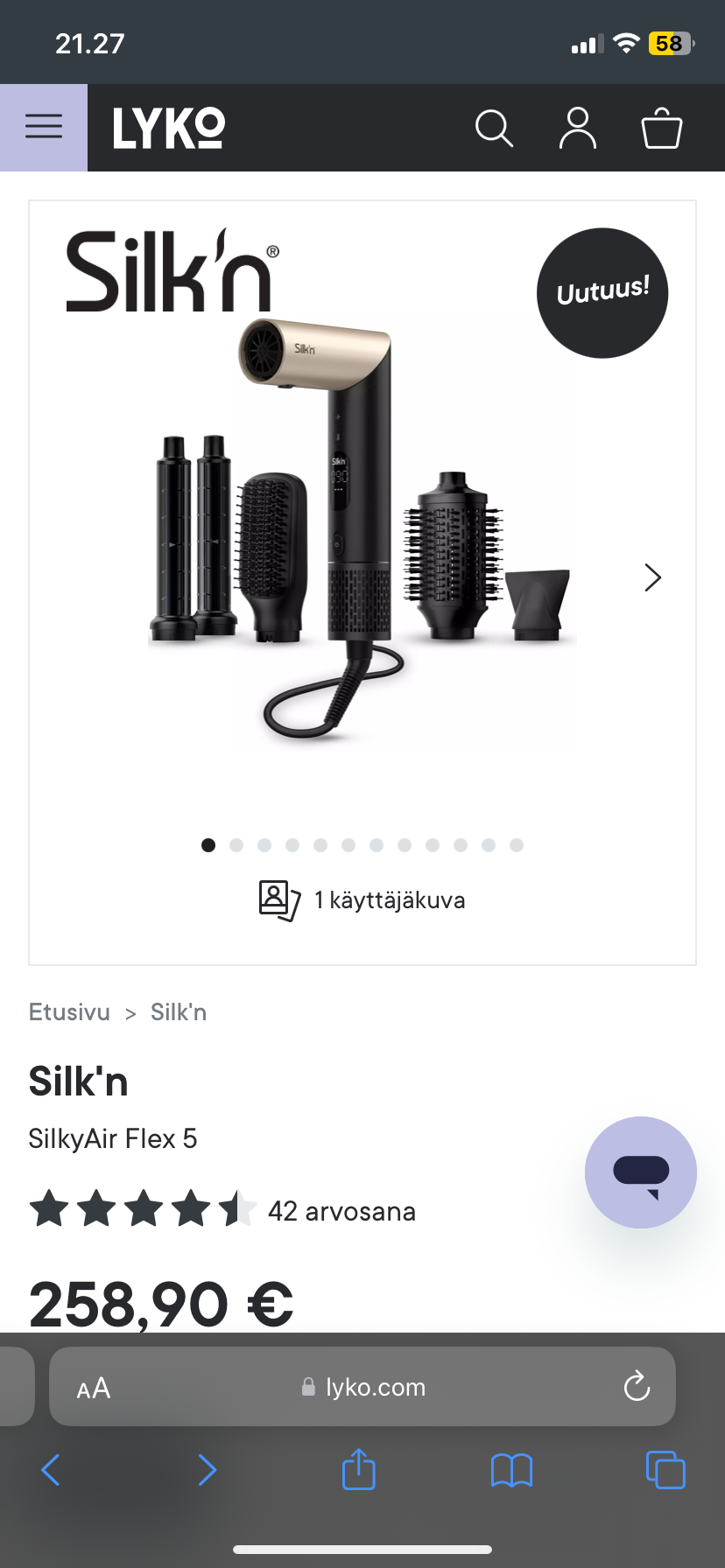 Käyttämätön Silkn’ SilkyAir Flex 5 hiusten muotoilulaite